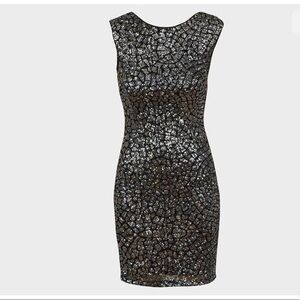 Sequin pattern scoop back mini dress